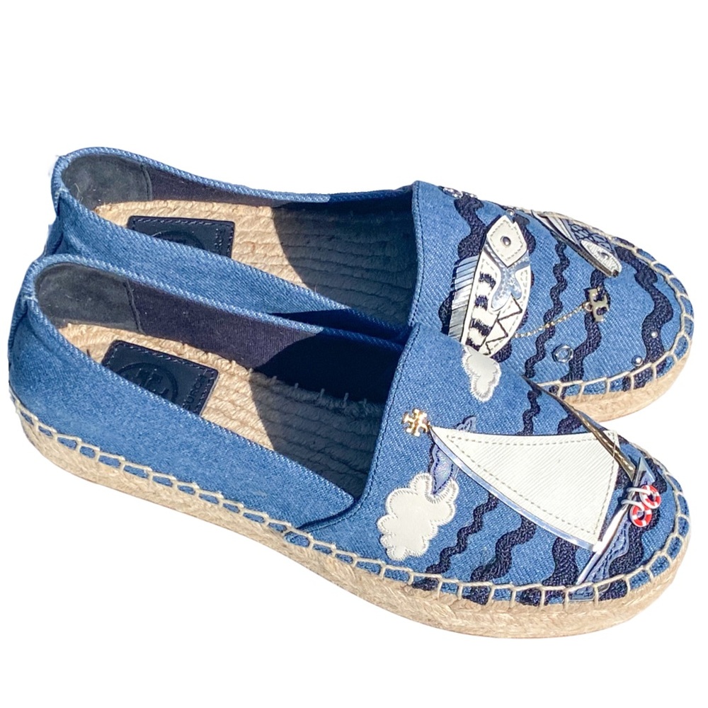 Tory Burch Denim Espadrilles with Sailboat Motif - Picture 6 of 9